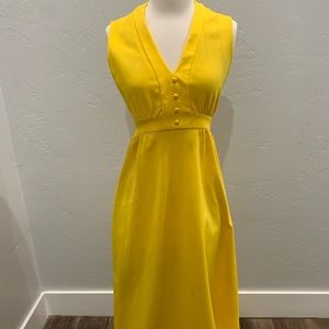Butte King Vintage Yellow Jackie Kennedy Style Polyester Dress